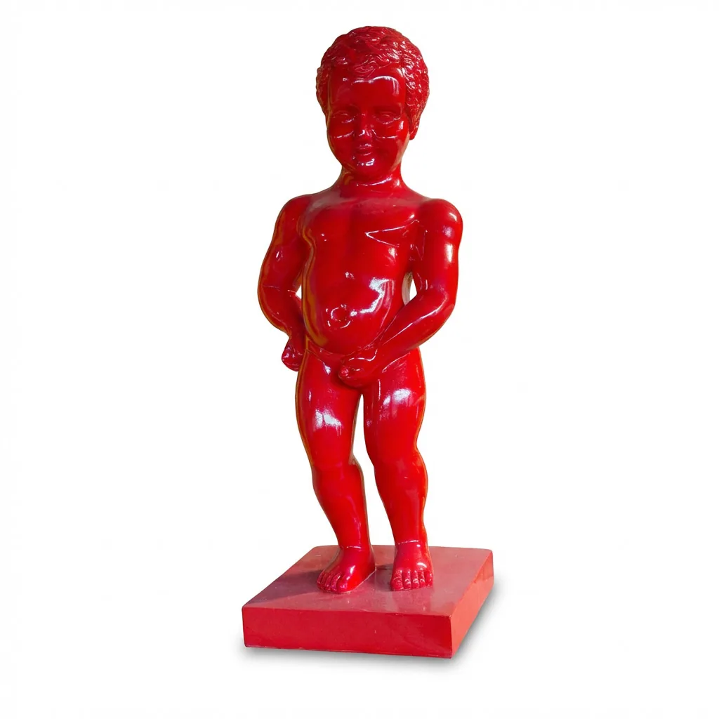 Manneken Pis Beeld Kleur Rood 45cm - Petit Julien Statue - Decoratie